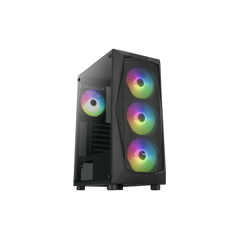 Aerocool FALCONV2BK Caja PC ATX Frontal Mesh Cristal Templado 4 Ventiladores ARGB 12cm Negro