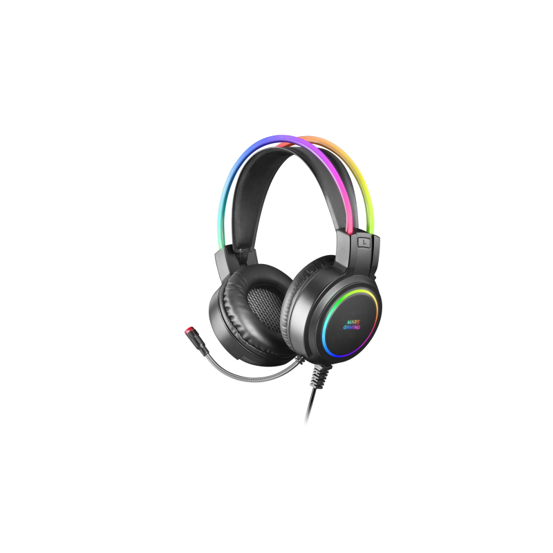 Mars Gaming MHRGB, Cascos Gaming RGB + Micro Flexible, Negro