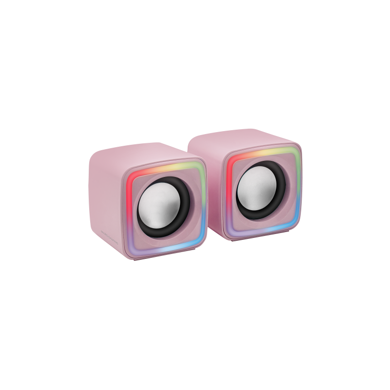 Mars Gaming MSCUBEP Rosa Altavoces Gaming RGB Compactos Procesador Sonido DSP 8W