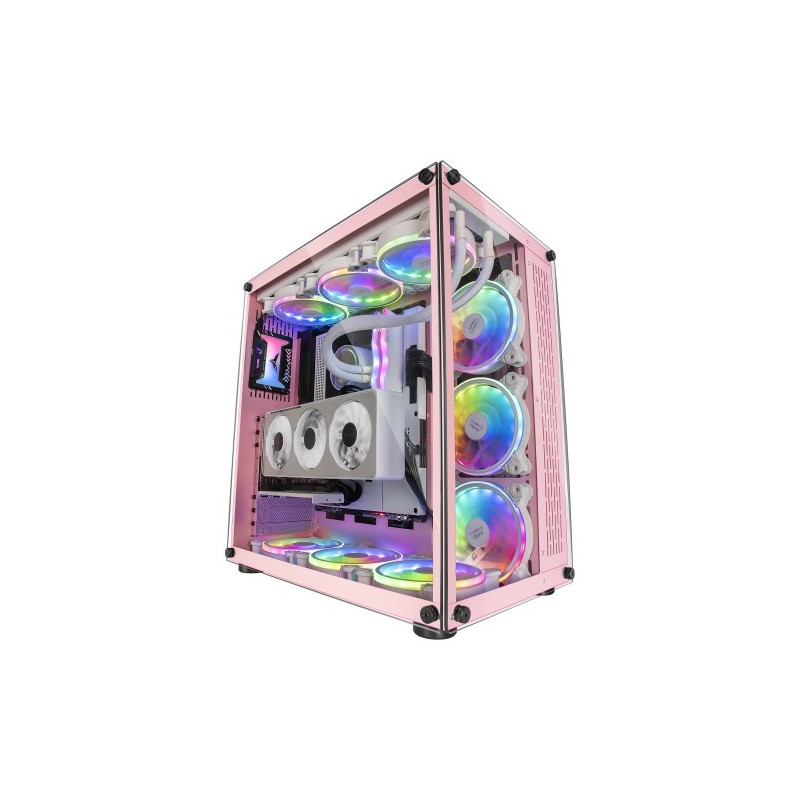 Mars Gaming Caja Gaming XXL ATX MCVP Rosa, Doble Ventana Cristal Templado, Doble Cámara