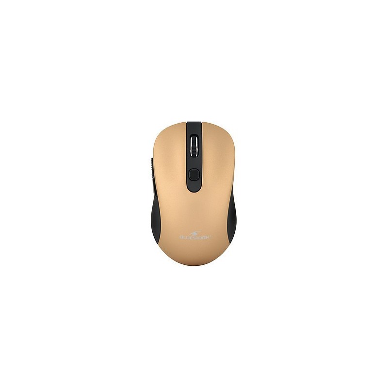 BLUESTORK OFFICE 60 RATÓN INALÁMBRICO 2,4 GHZ, 6 BOTONES, 1000/1600 PPP. COMPATIBLE CON WINDOWS Y MAC. *2 PILAS AAA INCLUIDAS. DORADO.