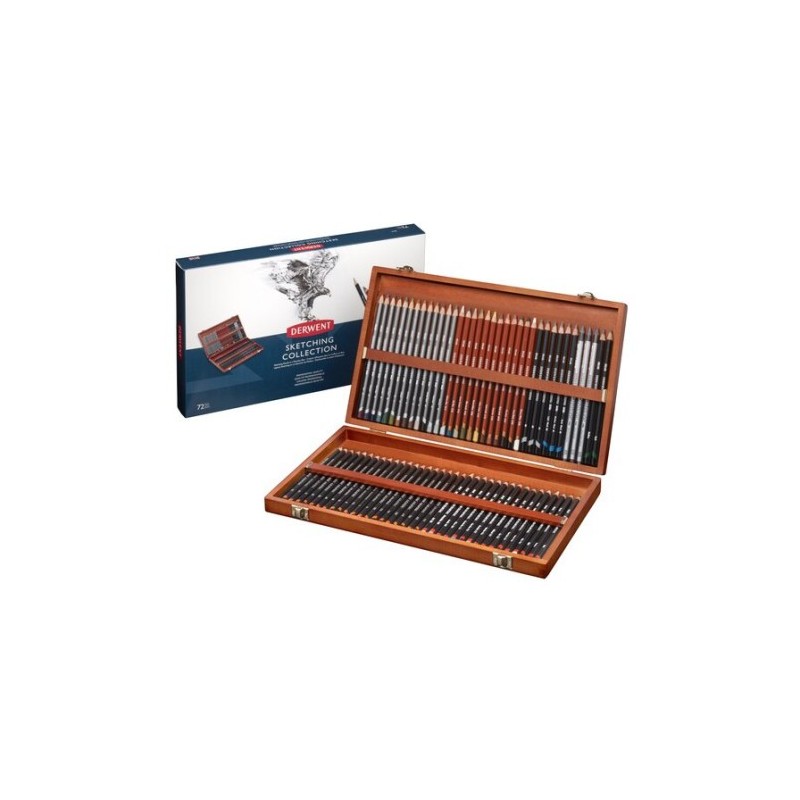 CAJA DE MADERA DE 72 LÁPICES DERWENT PARA SKETCHING DERWENT 2301902