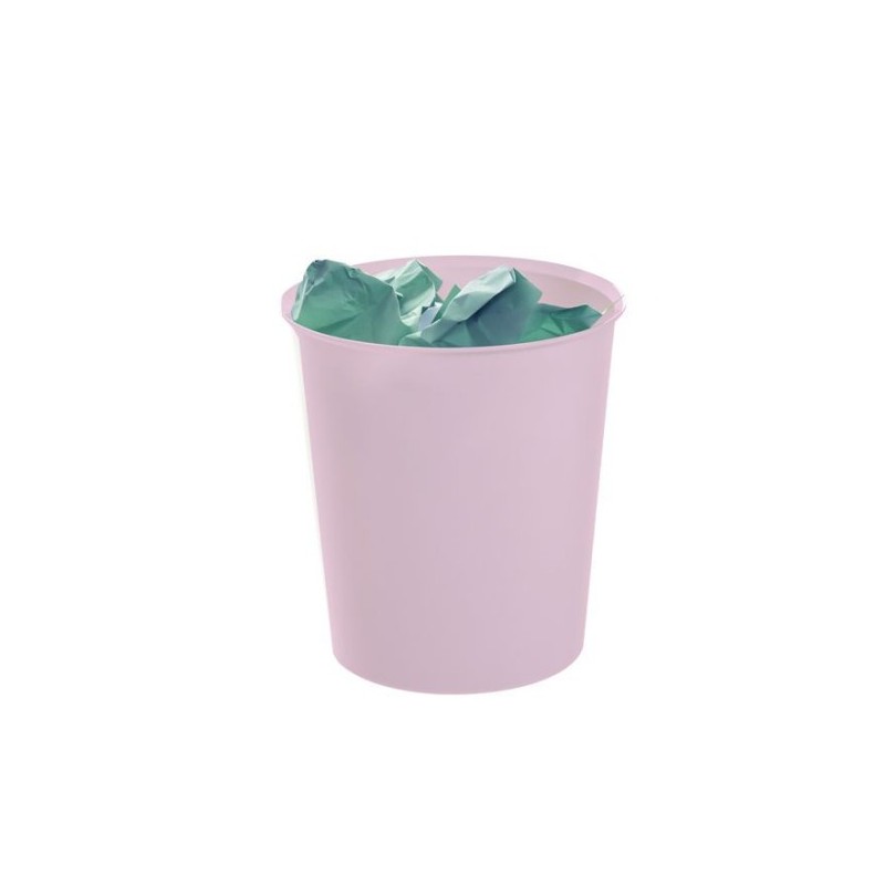 PAPELERA ECOGREEN 100% RECICLADO Y RECICLABLE ROSA PASTEL 18 LITROS 290X310 MM ARCHIVO 2000 2001 RS PS