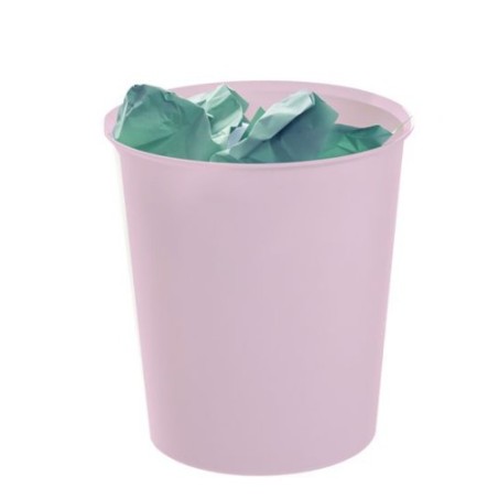 PAPELERA ECOGREEN 100% RECICLADO Y RECICLABLE ROSA PASTEL 18 LITROS 290X310 MM ARCHIVO 2000 2001 RS PS