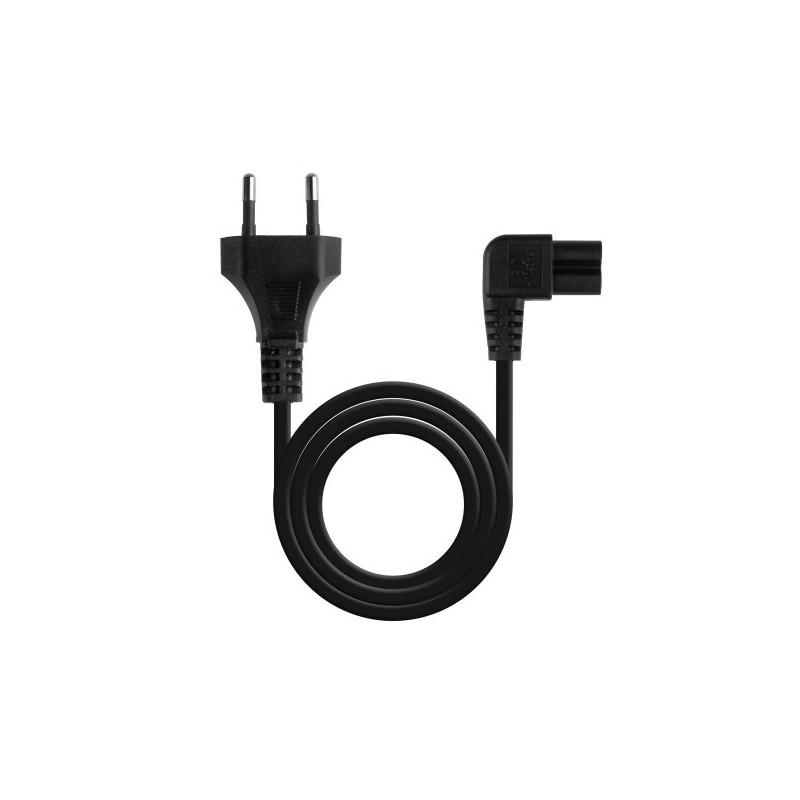 TooQ Cable de Alimentación Acodado CEE7/16/M-C7/H, Negro, 3 m
