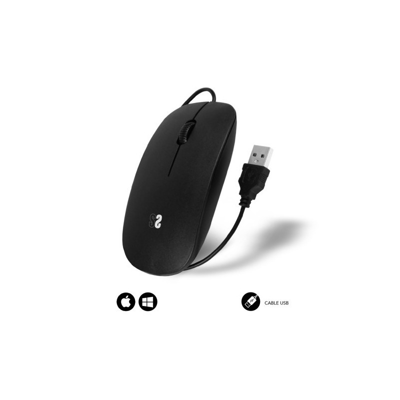 RATÓN ÓPTICO ULTRADELGADO CON CABLE USB WIRED FLAT MOUSE BLACK