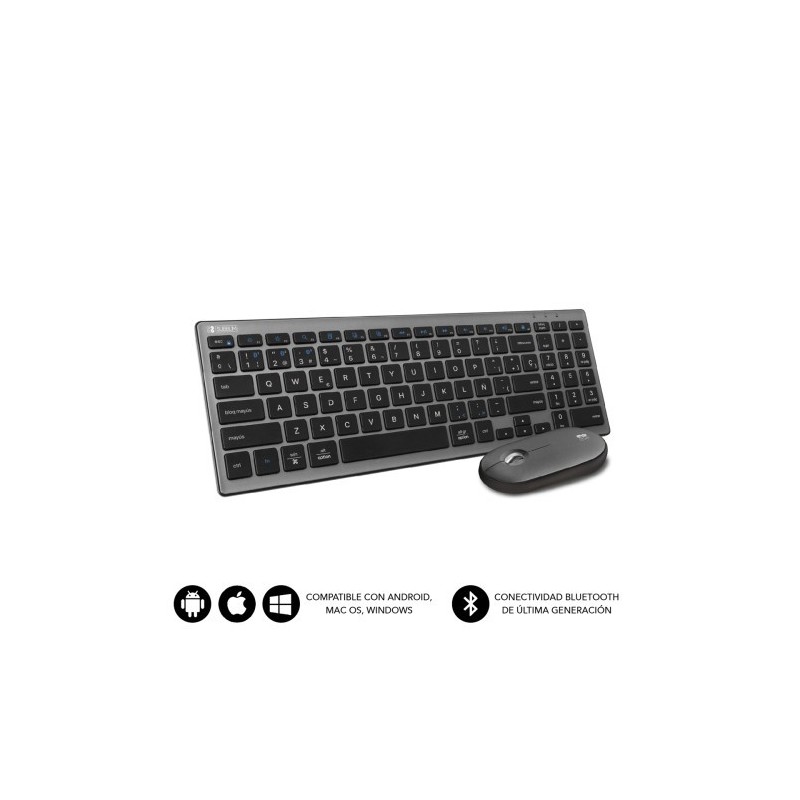 TECLADO EXTENDIDO CON RATÓN INALÁMBRICO BT PURE COMBO GREY
