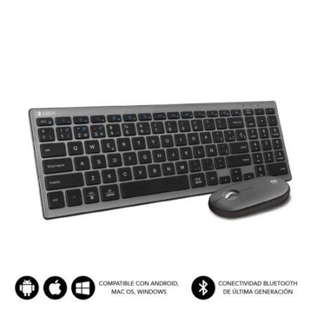 TECLADO EXTENDIDO CON RATÓN INALÁMBRICO BT PURE COMBO GREY