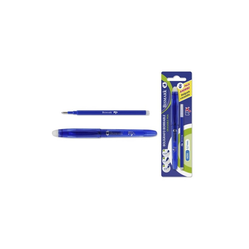 BOLIGRAFO BORRABLE C/CAPUCHON+1 RECAMBIO AZUL BISMARK 329570
