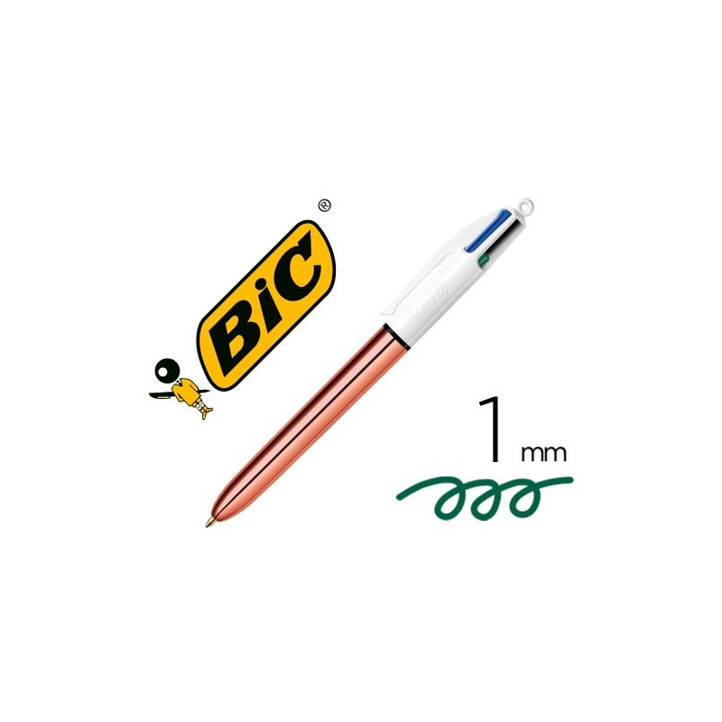 BOLÍGRAFO 4 COLORES CUERPO ORO ROSA BIC 951737