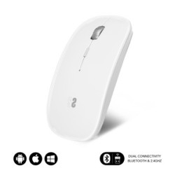 SUBBLIM Ratón Inalámbrico Bluetooth + RF Dual Flat Mouse White