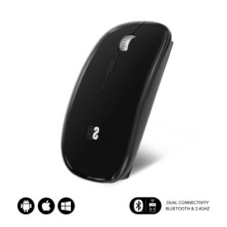 SUBBLIM Ratón Inalámbrico Bluetooth + RF Dual Flat Mouse Black