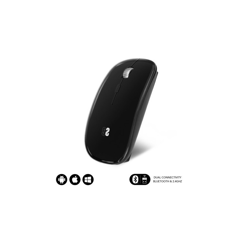 SUBBLIM Ratón Inalámbrico Bluetooth + RF Dual Flat Mouse Black