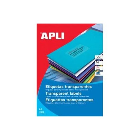 PACK 20 HOJAS (20 UDS) ETIQUETAS TRANSLUCIDAS 210X297MM APLI 1225