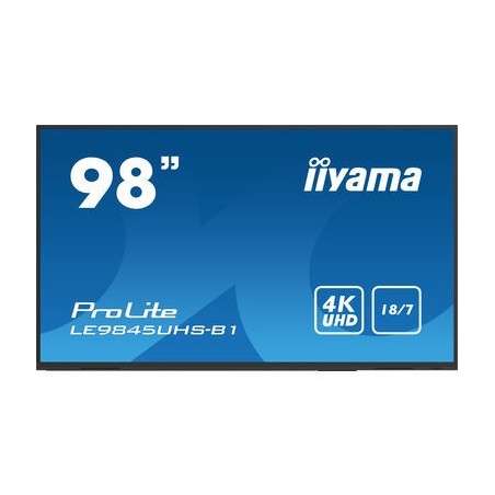 iiyama LE9845UHS-B1 pantalla de señalización Pantalla plana para señalización digital 2,49 m (98") LED 4K Ultra HD Negro Procesador incorporado Android 8.0