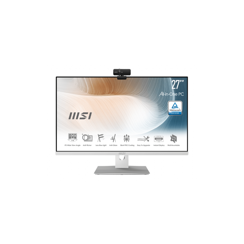 MSI Modern AM271P 11M-411EU Intel® Core™ i7 68,6 cm (27") 1920 x 1080 Pixeles 16 GB DDR4-SDRAM 1256 GB HDD+SSD PC todo en uno Windows 11 Home Wi-Fi 6 (802.11ax) Blanco
