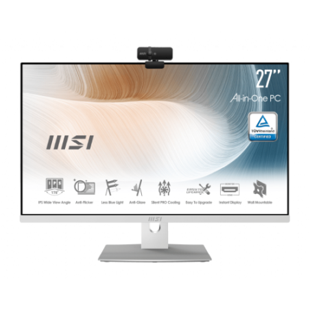 MSI Modern AM271P 11M-409EU Intel® Core™ i7 68,6 cm (27") 1920 x 1080 Pixeles 16 GB DDR4-SDRAM 512 GB SSD PC todo en uno Windows 11 Pro Wi-Fi 6 (802.11ax) Blanco