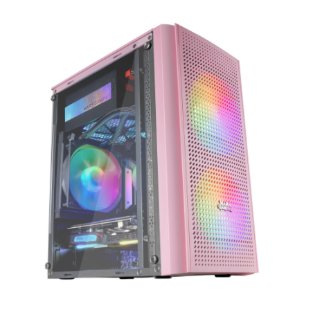 Mars Gaming MC300P Caja PC Micro ATX Cristal Templado 3xVentilador FRGB Rosa