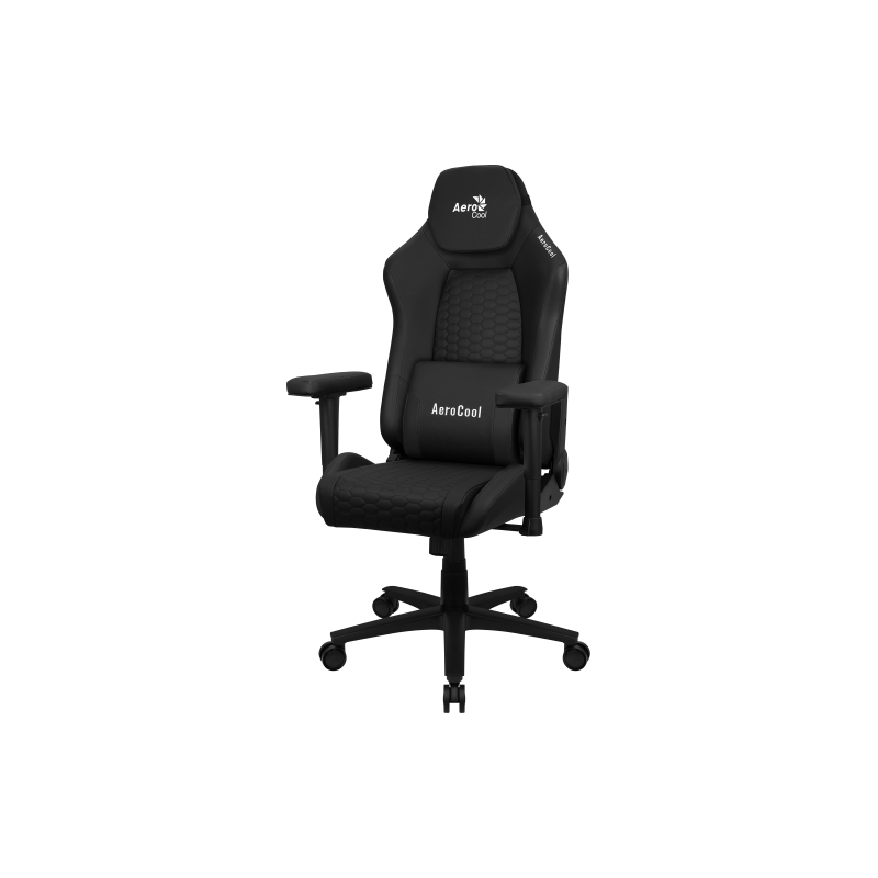 Aerocool CROWNBK Negro, Silla Gaming Ergonómica, Cojines Ajustables, Cuero Sintético Premium