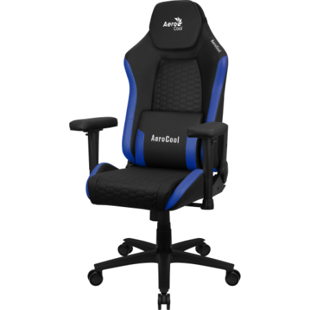 Aerocool CROWNBB Azul, Silla Gaming Ergonómica, Cojines Ajustables, Cuero Sintético Premium