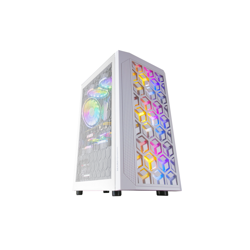 Mars Gaming MCMESHW Caja PC Gaming Micro ATX 3x Ventilador FRGB Blanco