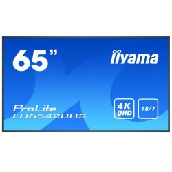 iiyama LH6542UHS-B3 pantalla de señalización Pantalla plana para señalización digital 163,8 cm (64.5") IPS 4K Ultra HD Negro Procesador incorporado Android 8.0
