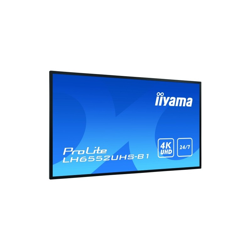 iiyama LH6552UHS-B1 pantalla de señalización Pantalla plana para señalización digital 163,8 cm (64.5") IPS 4K Ultra HD Negro Procesador incorporado Android 8.0