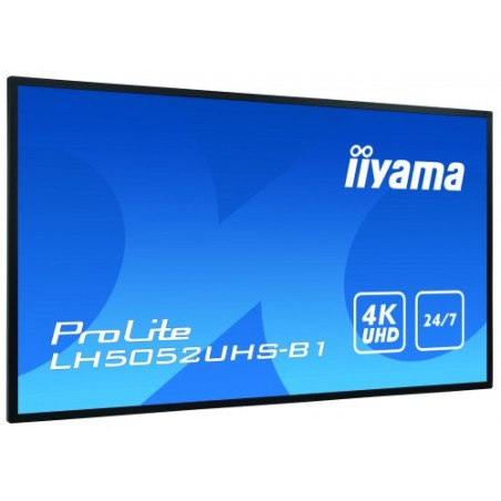 iiyama LH5052UHS-B1 pantalla de señalización Pantalla plana para señalización digital 125,7 cm (49.5") VA 4K Ultra HD Negro Procesador incorporado Android 8.0