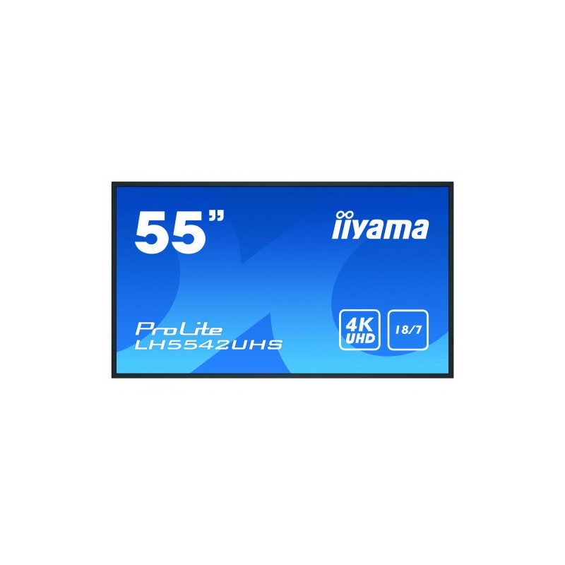 iiyama LH5542UHS-B3 pantalla de señalización Pantalla plana para señalización digital 138,7 cm (54.6") IPS 4K Ultra HD Negro Procesador incorporado Android 8.0