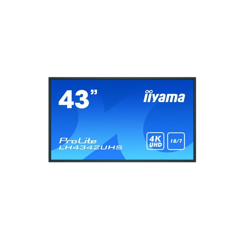iiyama LH4342UHS-B3 pantalla de señalización Pantalla plana para señalización digital 108 cm (42.5") IPS 4K Ultra HD Negro Procesador incorporado Android 8.0