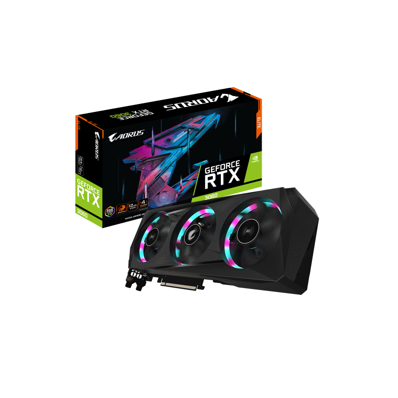 Gigabyte GV-N3060AORUS E-12GD 2.0 (LHR) tarjeta gráfica NVIDIA GeForce RTX 3060 12 GB GDDR6(NO VALIDO PARA MINERIA)