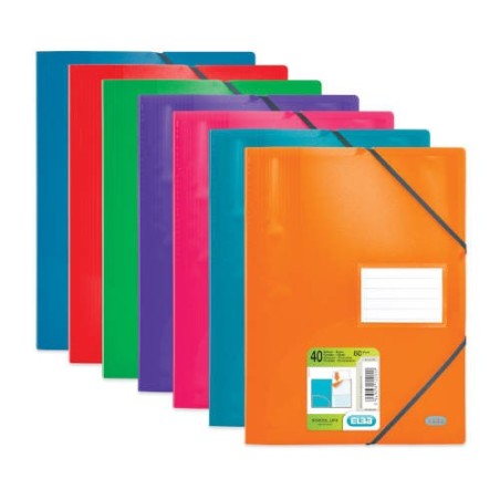 CARPETA DE FUNDAS FIJAS SEMI RÍGIDA CON GOMAS SCHOOL A4 40 FUNDAS COLORES SURTIDOS OXFORD 400023698