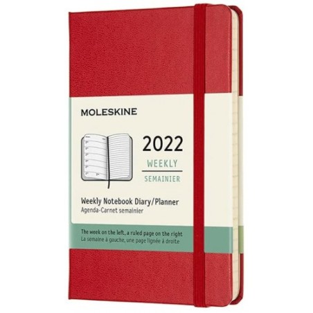 AGENDA 2022 12 MESES SEMANAL P ROJA S. TAPA DURA MOLESKINE DHF212WN2Y22