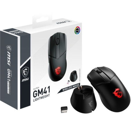 MSI Clutch GM41 Lightweight Wireless ratón mano derecha RF inalámbrico Óptico 20000 DPI