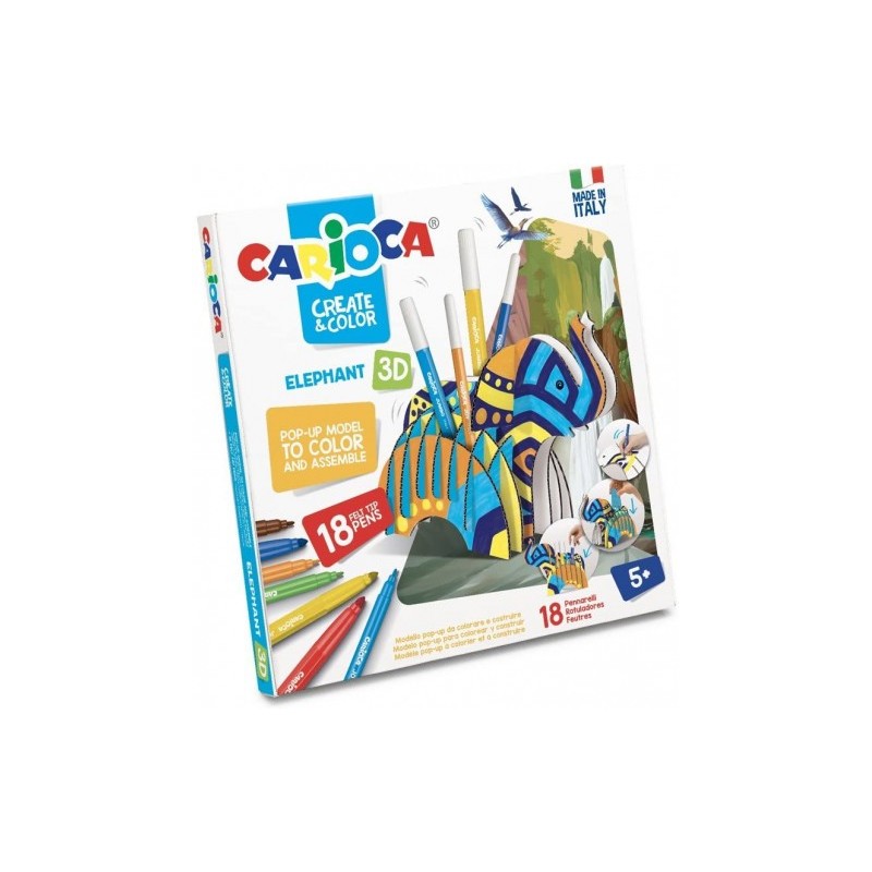SET  CREATE & COLOR ELEPHANT 3D CARIOCA 42902