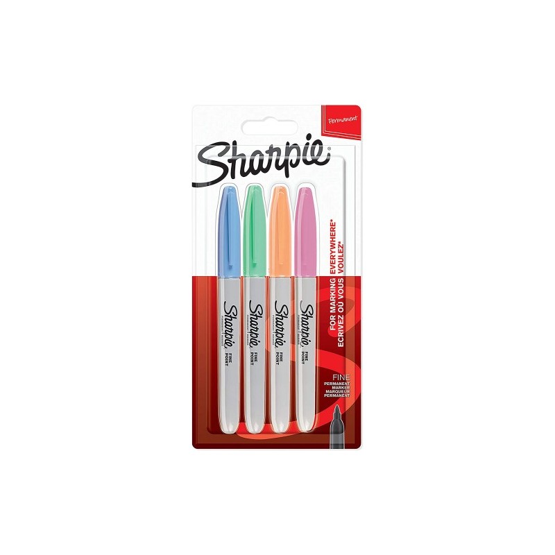 Sharpie 2065402 marcador permanente Fibre tip Azul, Verde, Naranja, Rosa 4 pieza(s)