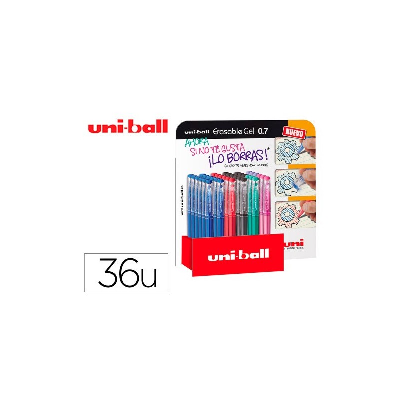 EXPOSITOR ROLLER TINTA GEL BORRABLE UF-222 0,7 MM. 36 UD. COLORES SURTIDOS UNI-BALL 182634756