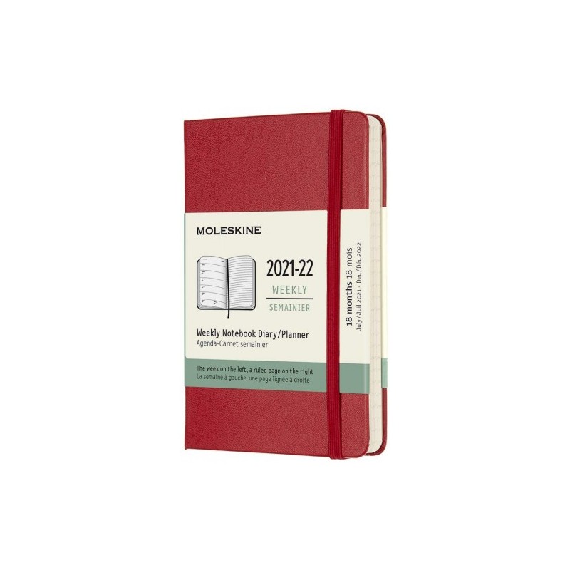 AGENDA 18 MESES SEMANAL 2021-2022 P ROJO S. TAPA DURA MOLESKINE DHF218WN2Y22