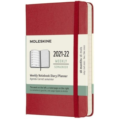 AGENDA 18 MESES SEMANAL 2021-2022 P ROJO S. TAPA DURA MOLESKINE DHF218WN2Y22