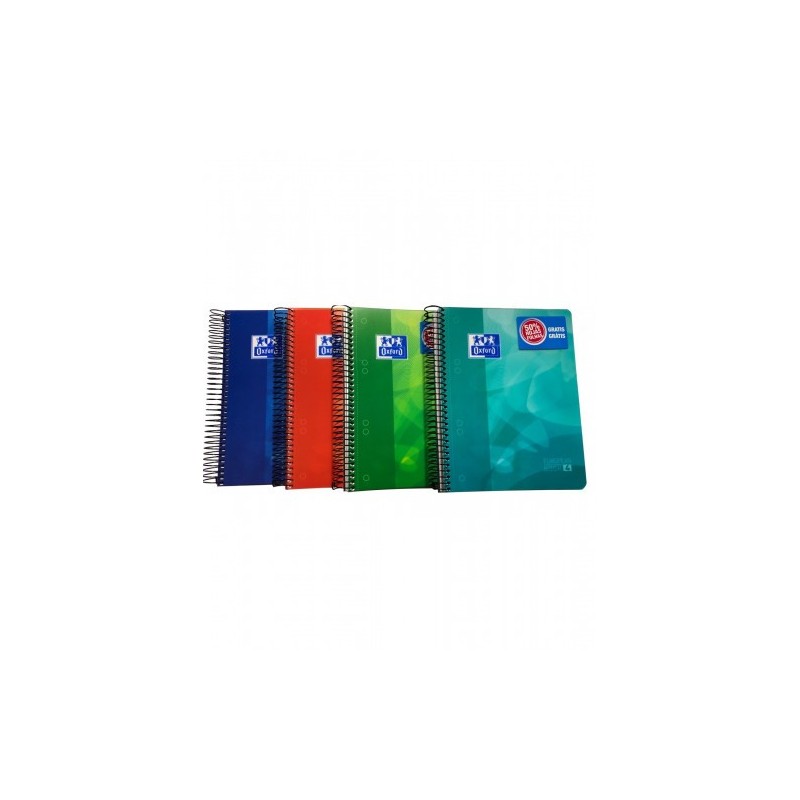 CUADERNO EUROPEANBOOK 4 TAPA PLASTICO A5+ 120 HOJAS 5X5 COLORES SURTIDOS 50% HOJAS GRATIS OXFORD 400027274