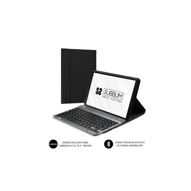 SUBBLIM FUNDA + TECLADO TABLET SAMSUNG GT A7 T500/505 KEYTAB PRO BT BLACK Negro Bluetooth QWERTY Español