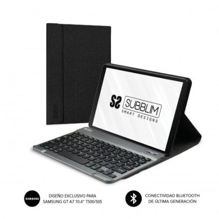 SUBBLIM FUNDA + TECLADO TABLET SAMSUNG GT A7 T500/505 KEYTAB PRO BT BLACK Negro Bluetooth QWERTY Español