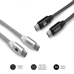 SUBBLIM PACK 2 CABLES USB TIPO USB-C A USB-C 1 M BLACK/SILVER
