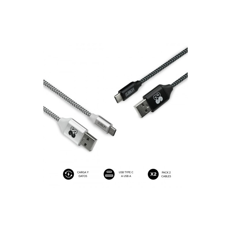 SUBBLIM PACK 2 CABLES USB TIPO USB-C-A 3.0 1 M BLACK/SILVER