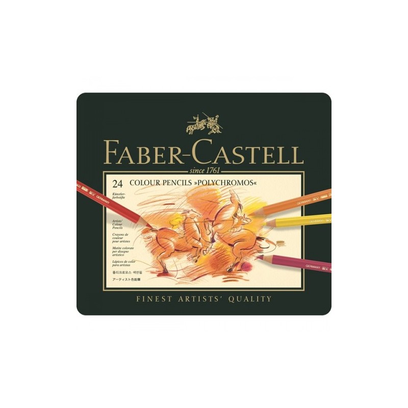 ESTUCHE DE METAL POLYCHROMOS CON 24 LAPICES DE COLORES SURTIDOS FABER CASTELL 110024