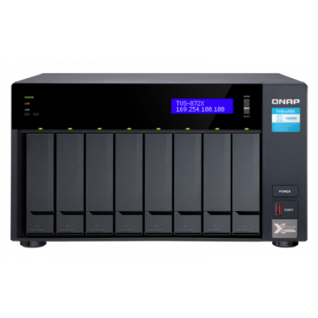 QNAP TVS-872X-I3-8G servidor de almacenamiento NAS Torre Ethernet Negro i3-8100T