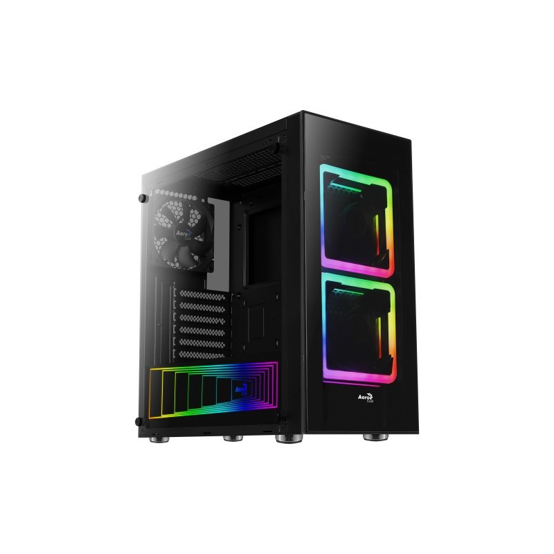 AEROCOOL TOR MID TOWER, ATX, 2X RGB 14CM FANS + 1X 12CM FAN, TEMPERED GLASS SIDE&FRONT PANEL