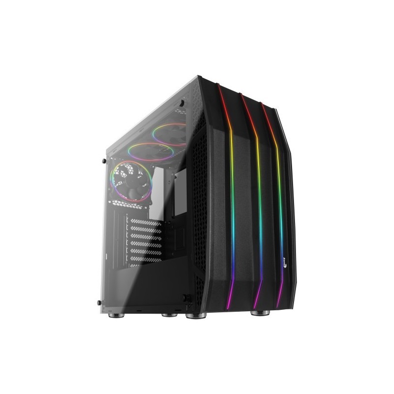 AEROCOOL KLAW MID TOWER, ATX, RGB FRONT, 3X RGB 12CM FANS, 2X TEMPERED GLASS PANELS