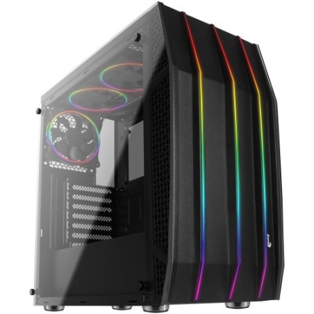 AEROCOOL KLAW MID TOWER, ATX, RGB FRONT, 3X RGB 12CM FANS, 2X TEMPERED GLASS PANELS