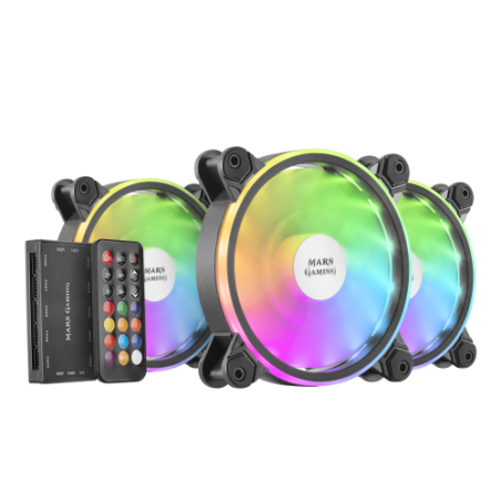 MARS GAMING MFXKIT, 3X12CM FAN, 10C CONTROL BOX, RF REMOTE & MB CONTROL, BLACK